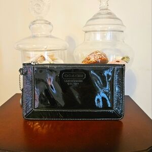 Coach black patent leather wristlet